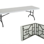 Mesa Rectangular plegable  LIFETIME de 2.44m (plana) color blanco granito (tablon para 10 personas)PIEZAS SULETAS Empacado individualmente.