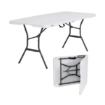 Mesa Rectangular plegable  LIFETIME de 1.83m estilo maletin (dobla a la mitad) color blanco granito EMPAQUE INDIVIDUAL