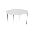 Mesa redonda plegable LIFETIME de 1.21cm de diametro estilo maleta (dobla a la mitad) color blanco granito (4 a 5 personas)