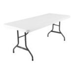 Mesa Rectangular plegable  LIFETIME de 1.83m plana color blanco granito (8 personas)