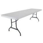 Mesa Rectangular plegable  LIFETIME de 2.44m (plana) color blanco granito (tablon para 10 personas)