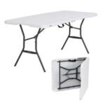 Mesa Rectangular plegable  LIFETIME de 1.83m estilo maletin (dobla a la mitad) color blanco granito (8 personas)