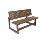 Banca convertible LIFETIME , respado convertible en mesa. Color madera con CAFÉ