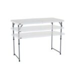 Mesa rectangular plegable LIFETIME (estilo maleta)de 1.22m y austable a 3 alturas: 61cm (infanfil) 74cm (normal) 91cm (bufetera) EMPAQUE INDIVIDUAL