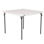 Mesa cuadrada plegable LIFETIME estilo maleta (dobla a la mitad) de 86x86cm color blanco granito