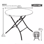 Mesa Redonda plegable LIFETIME de 82cm  color negro