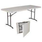Mesa Rectangular plegable  LIFETIME de 1.83m estilo maletin (dobla a la mitad) color blanco granito ESTILO COSTCO