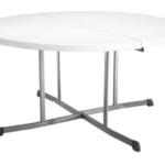 Mesa redonda plegable LIFETIME de 1.52cm de diametro para 10 personas (Mesa banquetera) color blanco granito