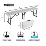 Banca plegable rectangular de 1.52m ( tipo portafolio ) blanca
