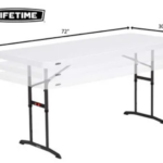 Mesa plegable rectangular de 1.83m ( tipo tablon ) blanca 3 alturas.