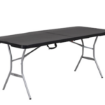Mesa rectangular  plegable LIFETIME de 1.83m color negro Estilo Portafolio (dobla a la mitad)